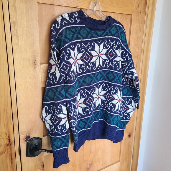 Vintage Pure Stuff Blue 100% Cotton MEDIUM Nordic Scandinavian Sweater Scandi - Picture 2 of 7